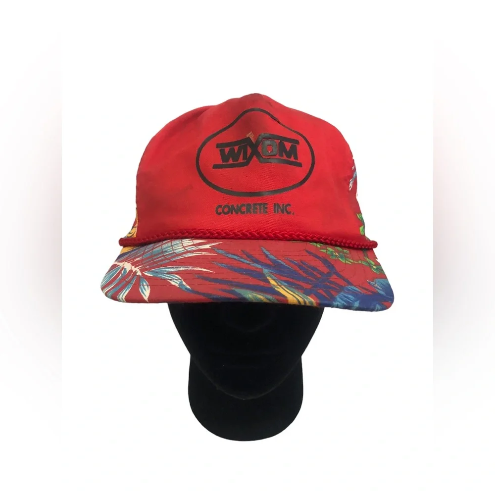 Vtg Nissin Wixom Concrete Hawaiian SnapBack Floral Hat Cap Adjustable 90s